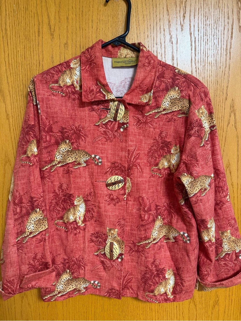 Vintage Painted Pony Jungle Safari Print Women's Blazer Jacket Sz Small